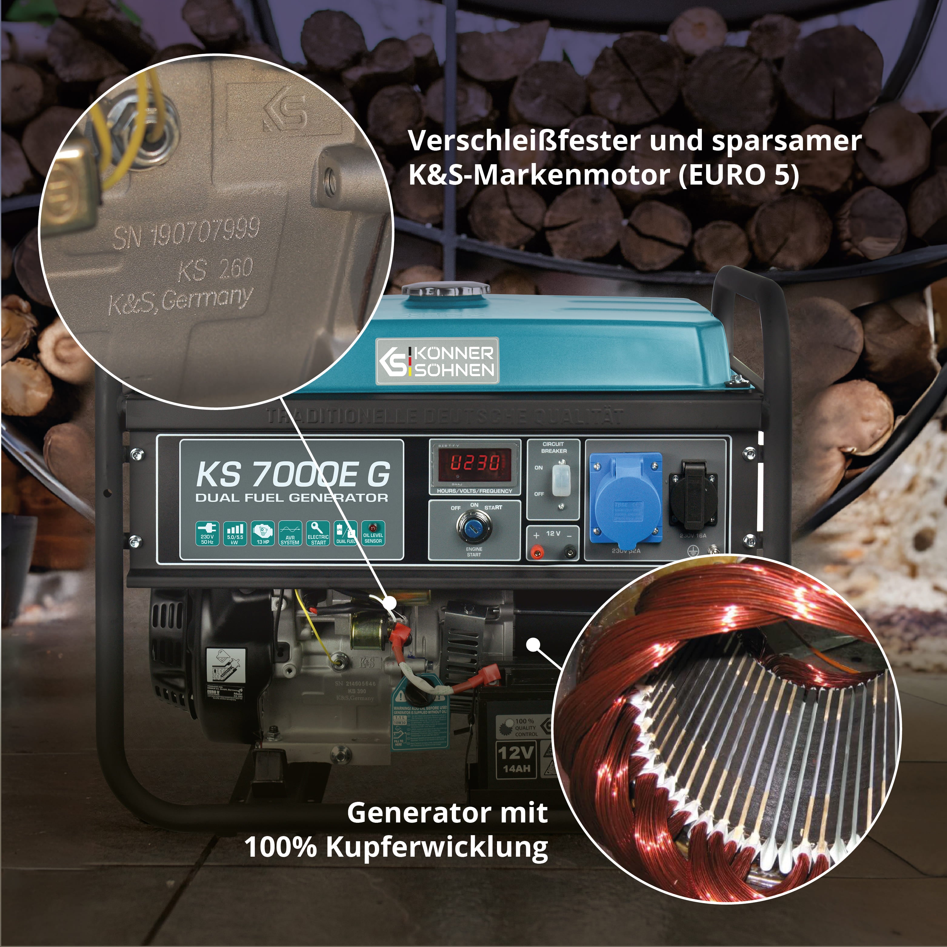 LPG/Benzin-Generator "Könner & Söhnen" KS 7000E G