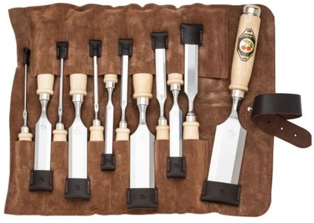 Kirschen Stechbeitelsatz in Ledertasche, 12-tlg.