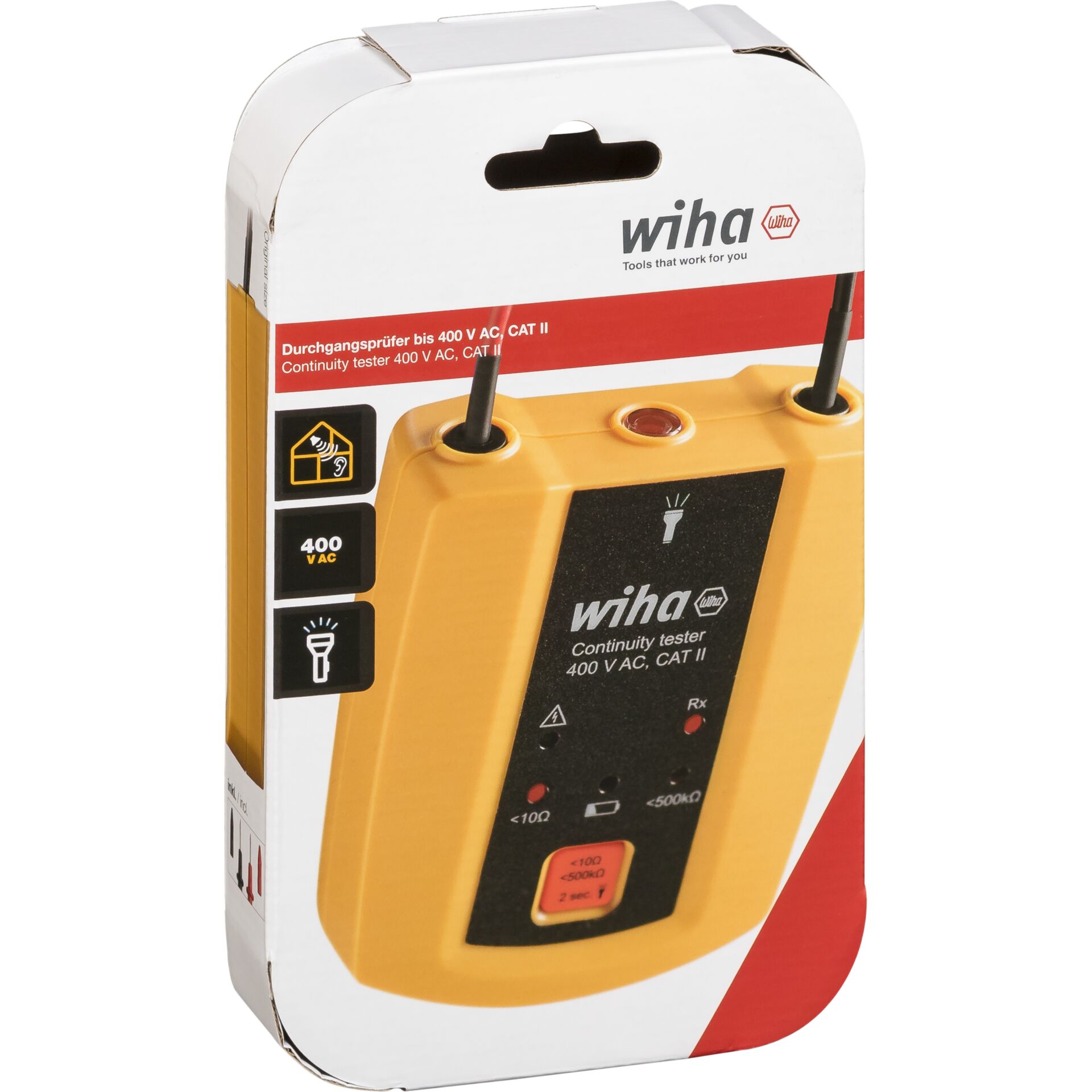 Wiha Durchgangsprüfer bis 400 V AC, CAT II inkl. 2x AAA-Batterie