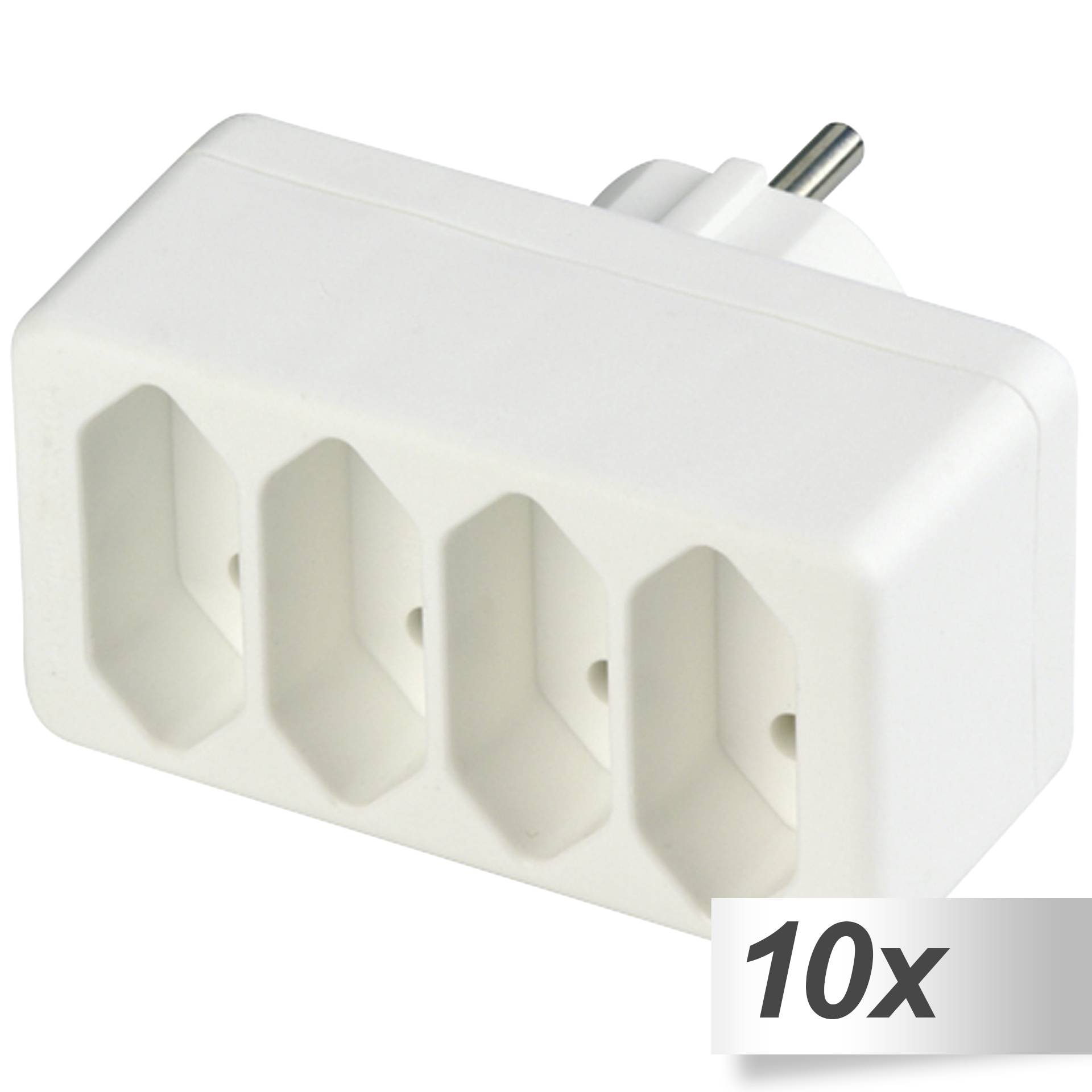 10x REV Übergangsstecker 4-fach Eurosteckdosen weiß