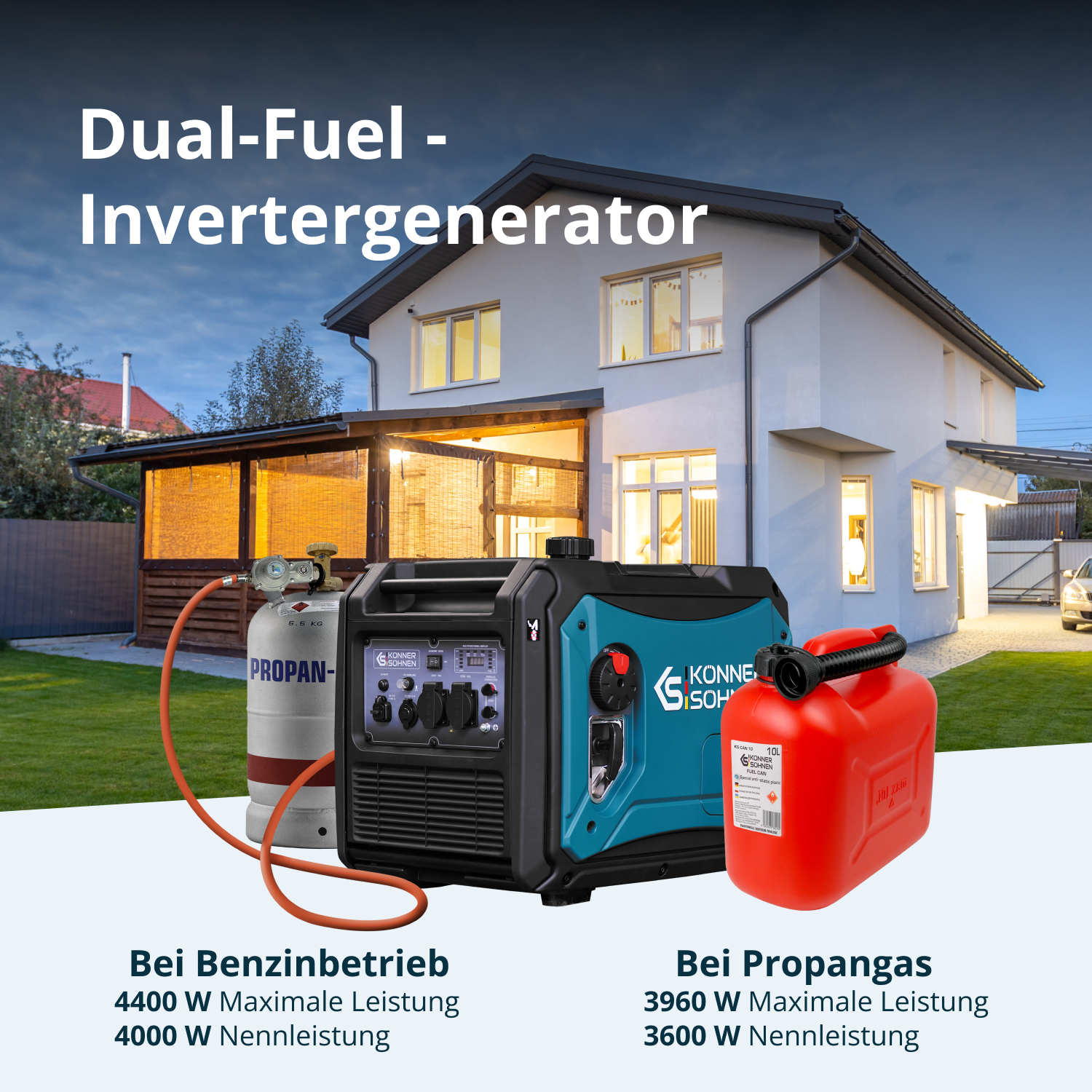 Könner & Söhnen LPG/Benzin-Inverter-Generator KS 4000iEG S
