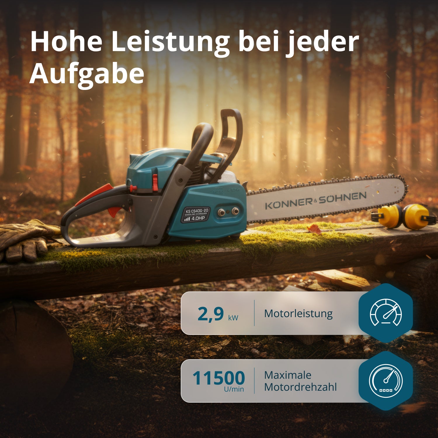 Könner & Söhnen Benzin-Kettensäge KS CS40G-20