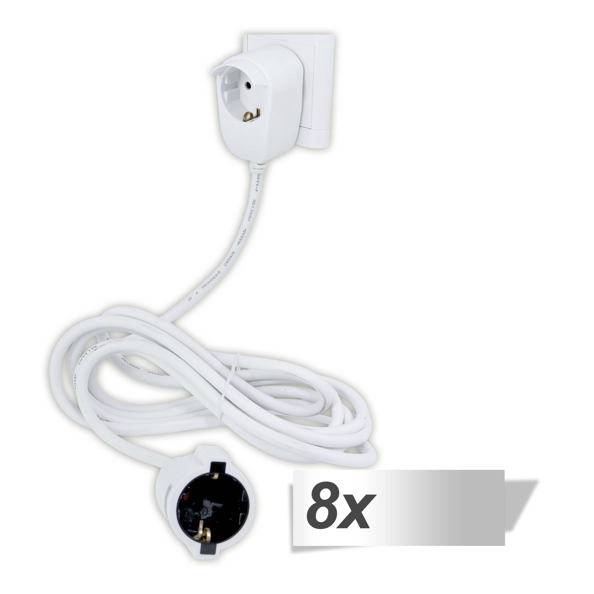 8x REV Verlängerung Powersplit 5m weiß