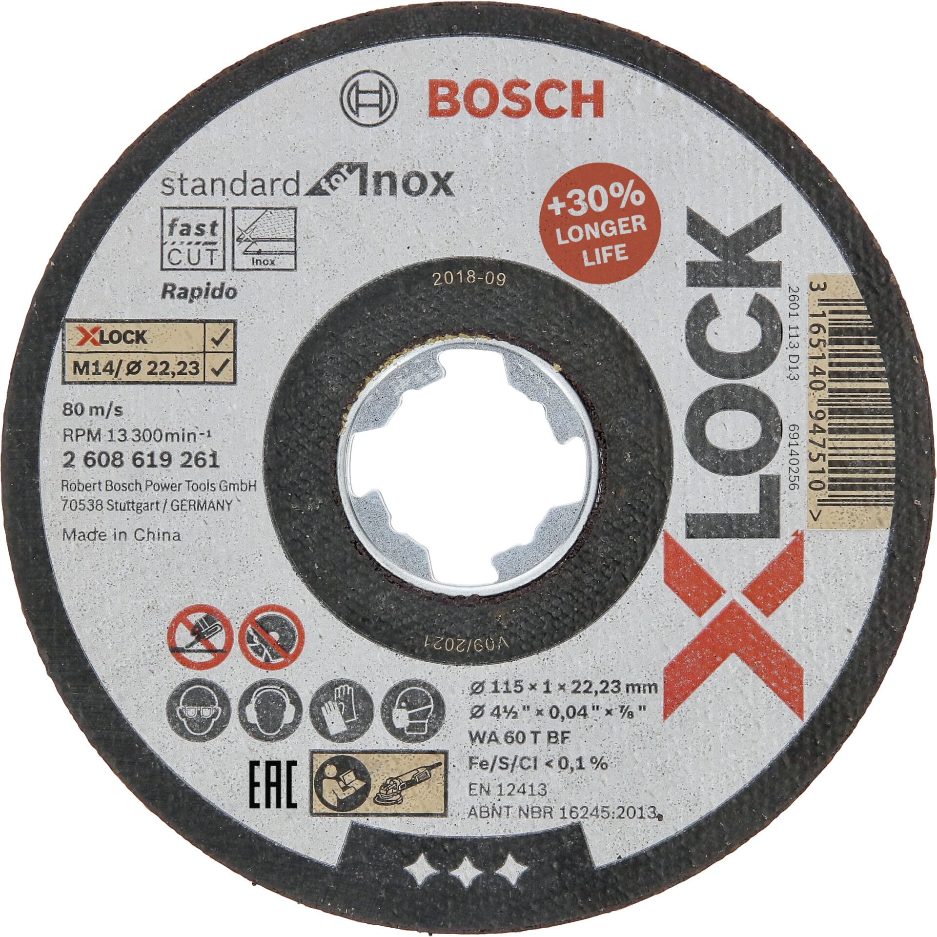 Bosch X-LOCK Trennscheibe 115x1,0 Std f INOX ger. Bosch X-LOCK Trennscheibe 115x1,0 Std f INOX ger.