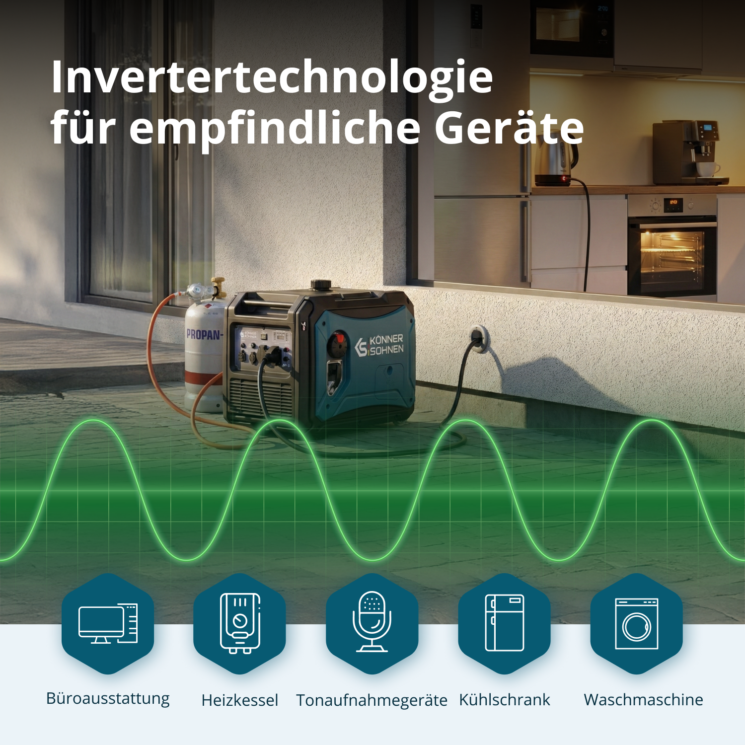 Könner & Söhnen LPG/Benzin-Inverter-Generator KS 4000iEG S