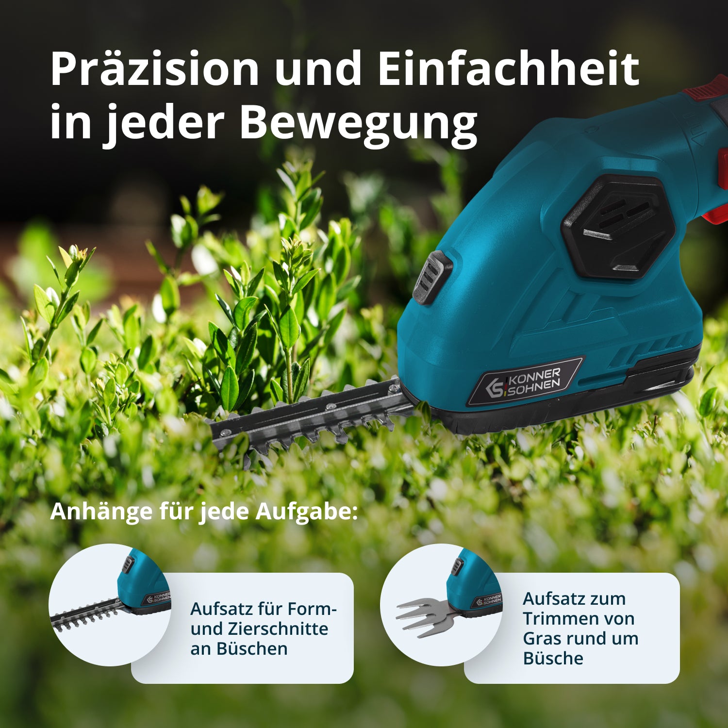 Akku-Grasschere und Heckenschere 2 in 1 KS SHT-8V