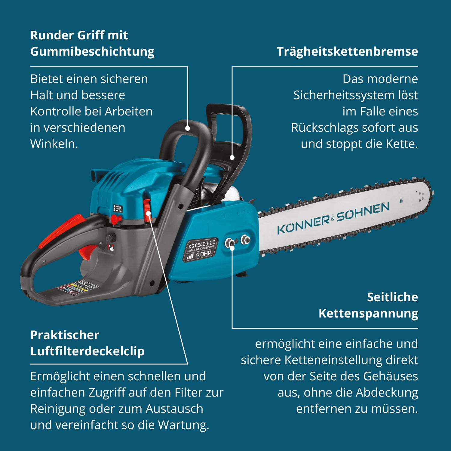 Könner & Söhnen Benzin-Kettensäge KS CS40G-20