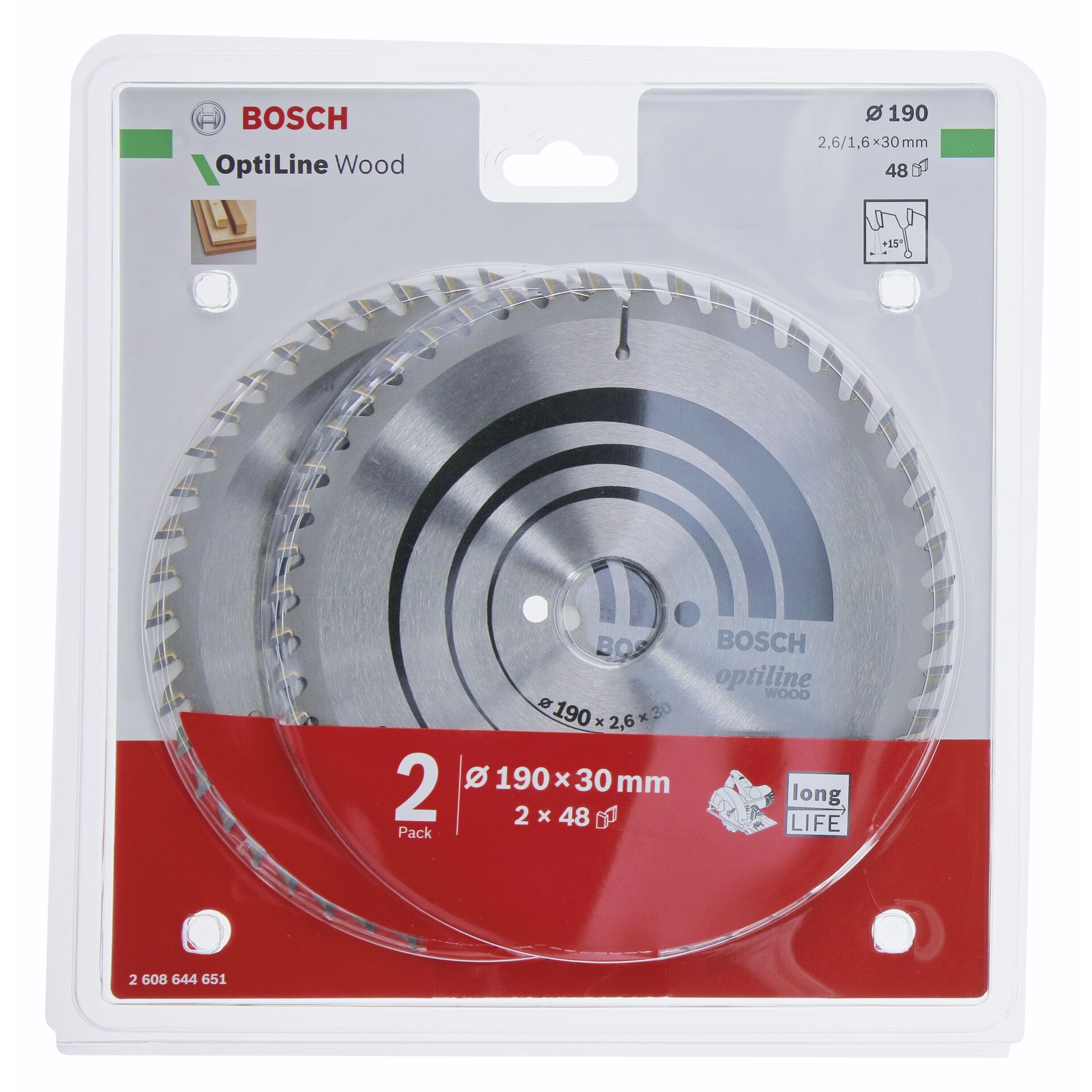Bosch 2x Optiline Wood 190x30x2.6/1.6x48T Bosch 2x Optiline Wood 190x30x2.6/1.6x48T