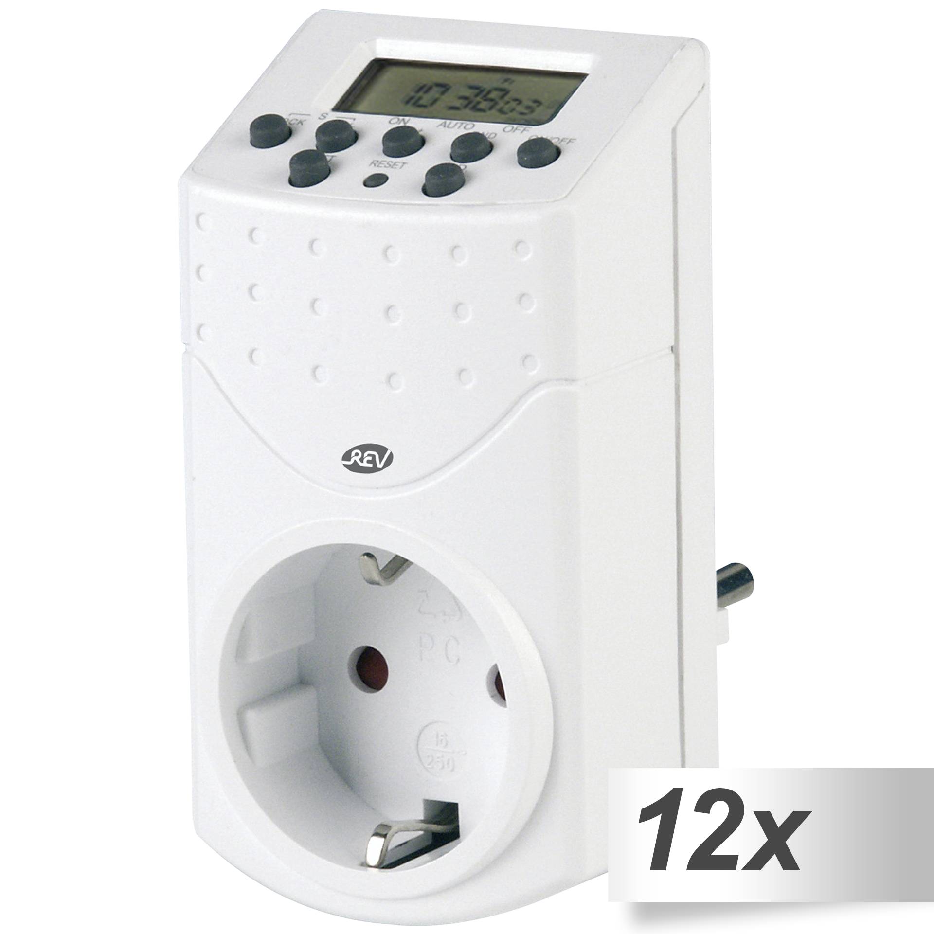 12x REV Zeitschaltuhr digital weiß
