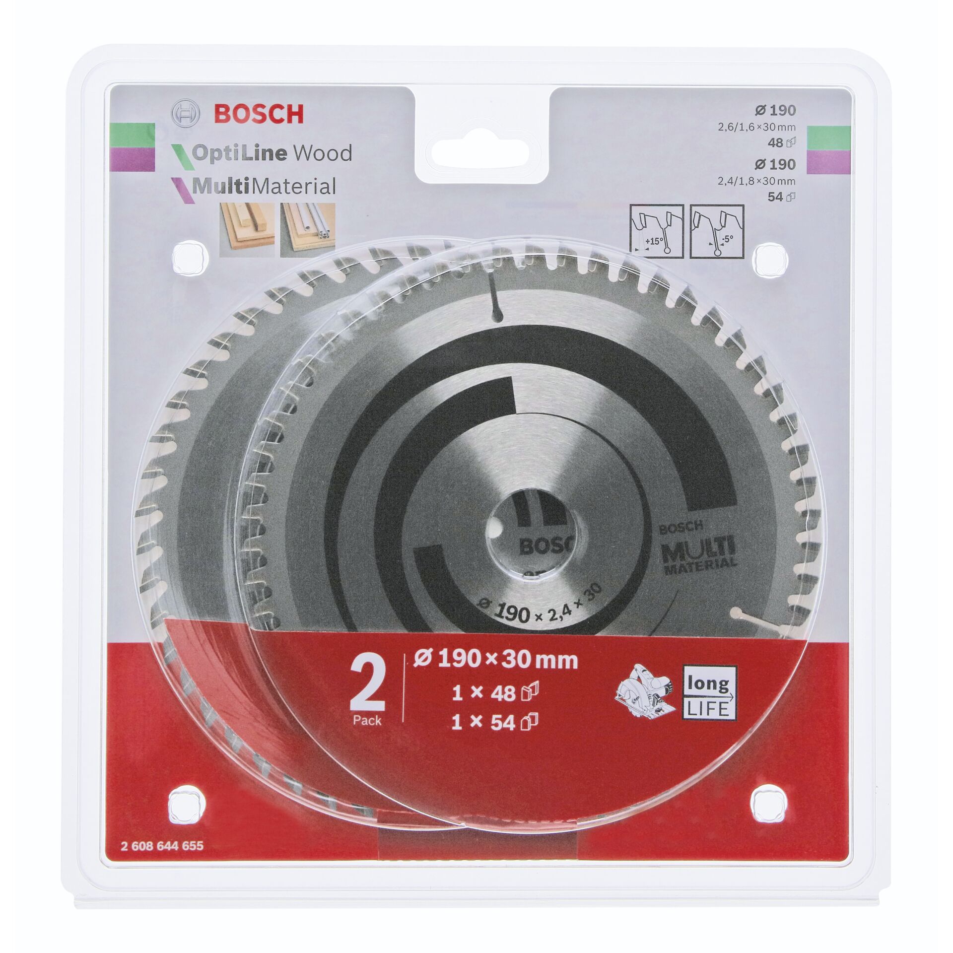 Bosch 1x Optiline Wood + 1x Multi Material Sägeblatt-Set Bosch 1x Optiline Wood + 1x Multi Material Sägeblatt-Set