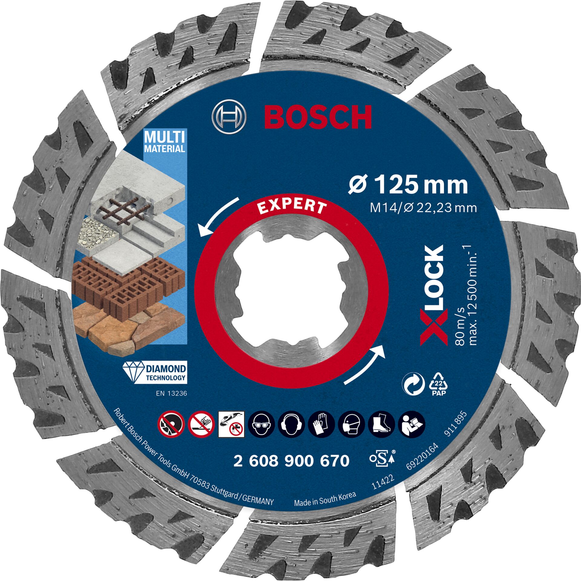 Bosch EXPERT X-LOCK Multi Material 125 x 22,23 x 2,4 x 12 Bosch EXPERT X-LOCK Multi Material 125 x 22,23 x 2,4 x 12