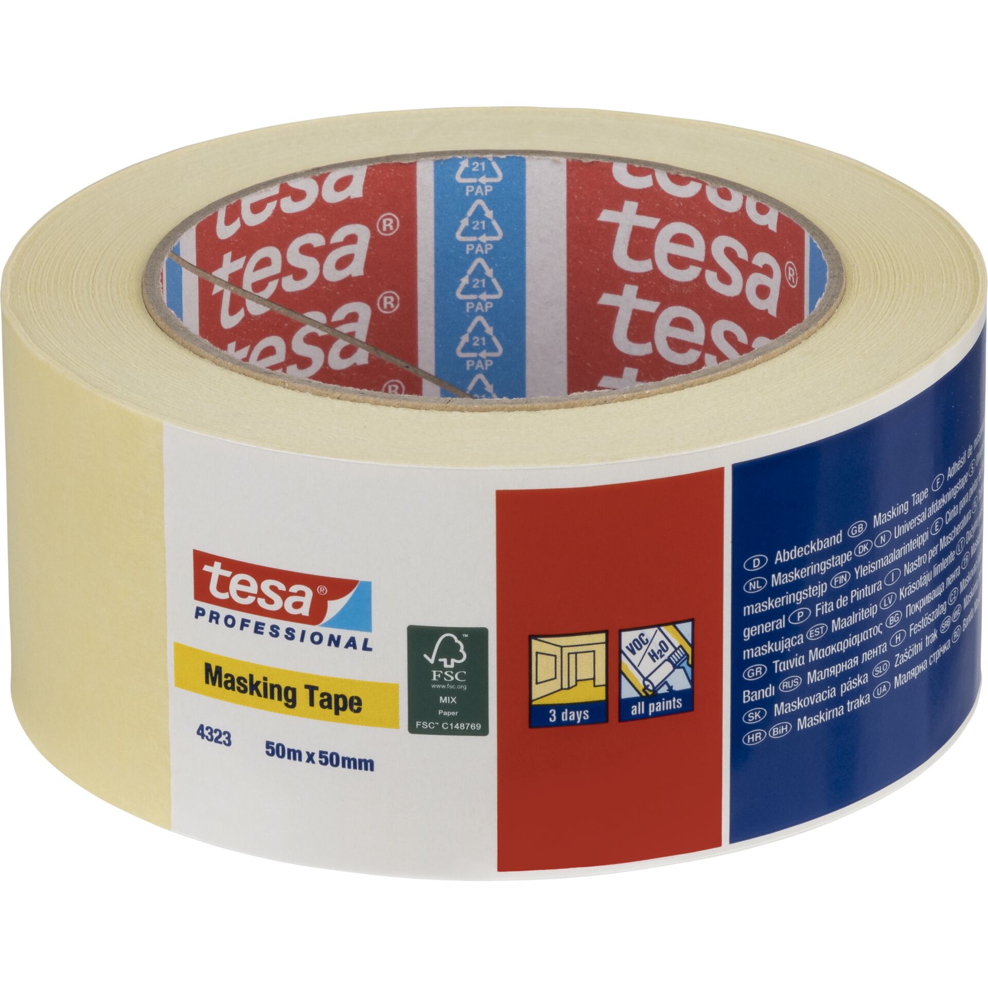 Tesa Kreppband 50m x 50mm Standard beige 04323 Tesa Kreppband 50m x 50mm Standard beige 04323