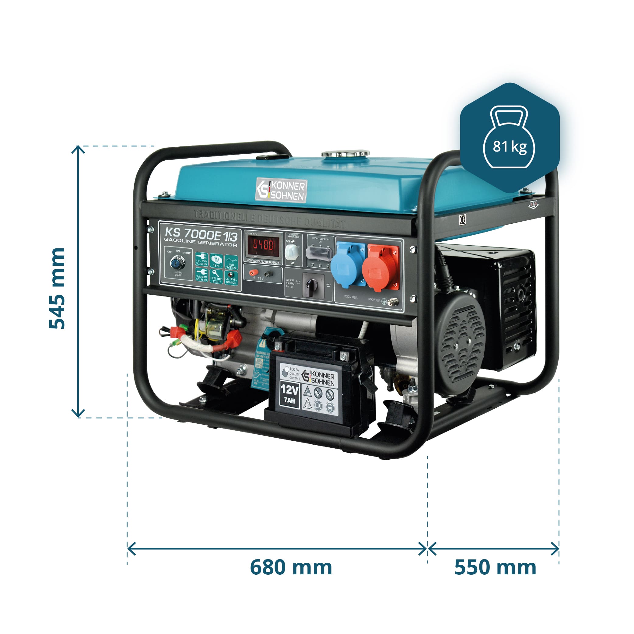 Benzin-Generator "Könner & Söhnen" KS 7000E 1/3