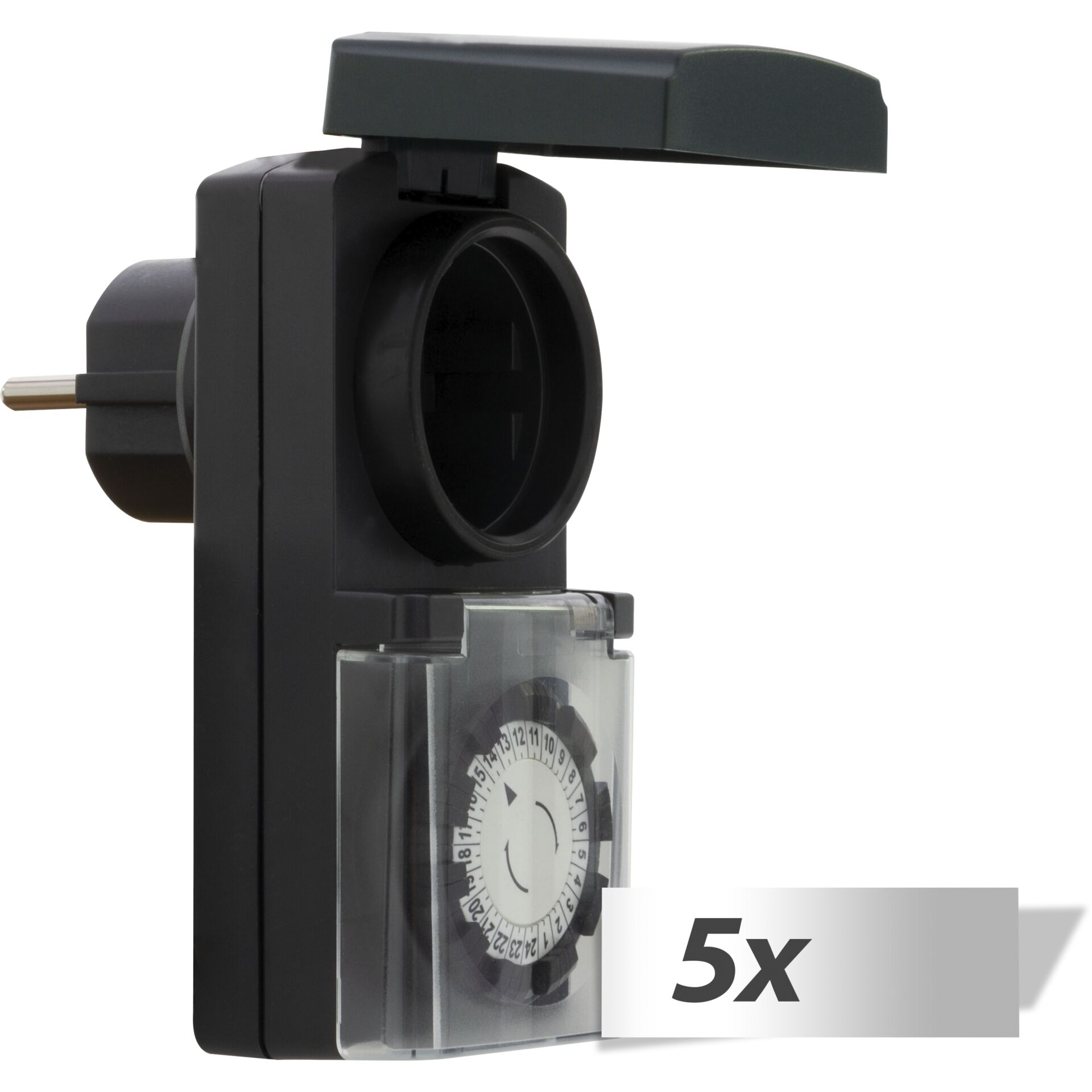 5x1 REV Zeitschaltuhr mechanisch Outdoor, schwarz      0025700409