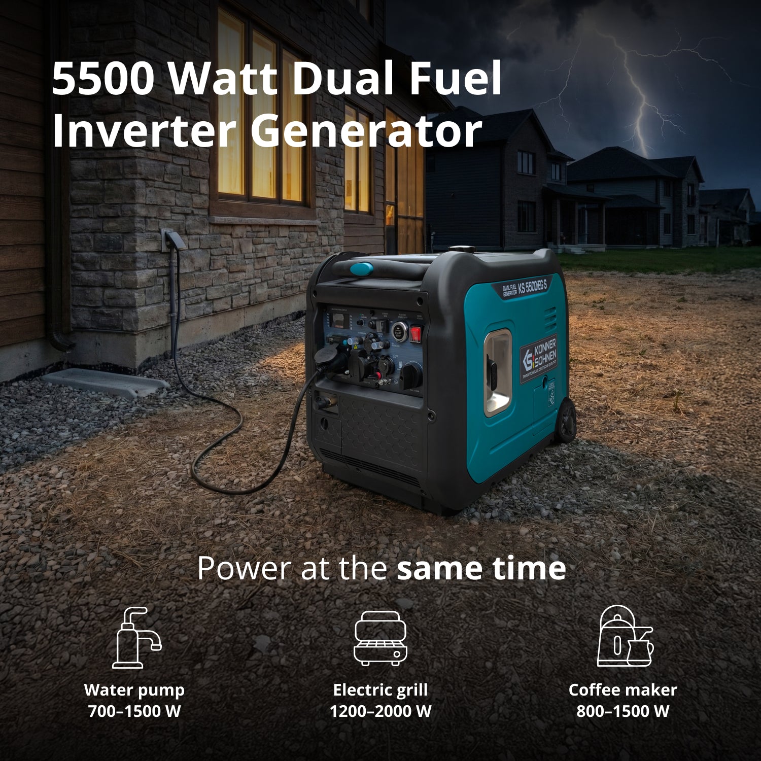 Könner & Söhnen LPG/Benzin-Inverter-Generator KS 5500iEG S