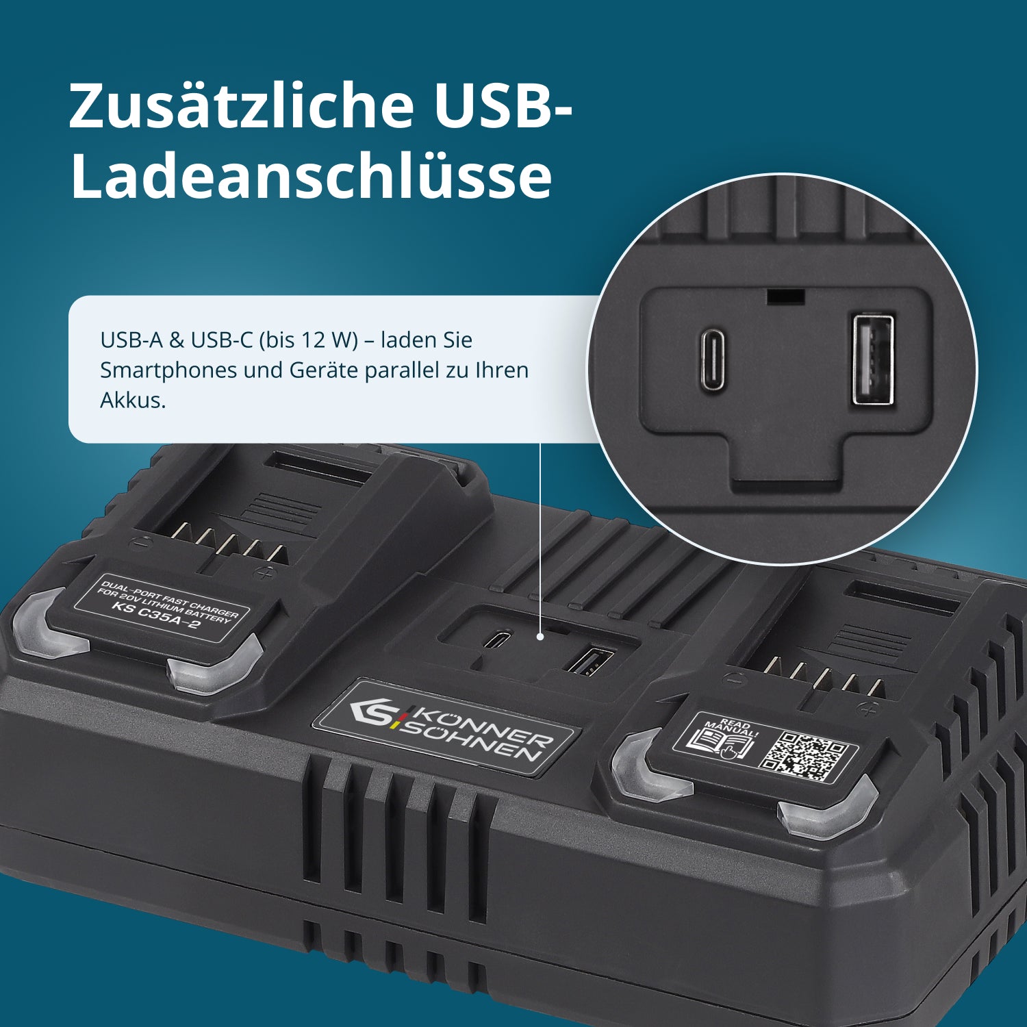 Doppel-Ladegerät für Akkus 20V KS C35A-2