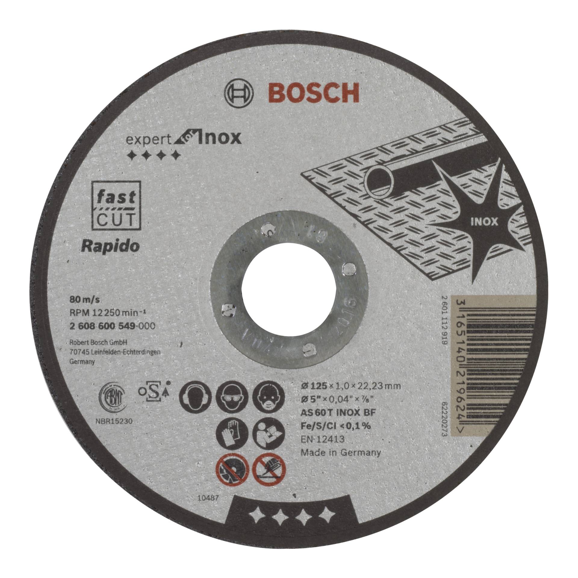 Bosch Trennscheibe INOX Rapido gerade 1,0x125mm Bosch Trennscheibe INOX Rapido gerade 1,0x125mm