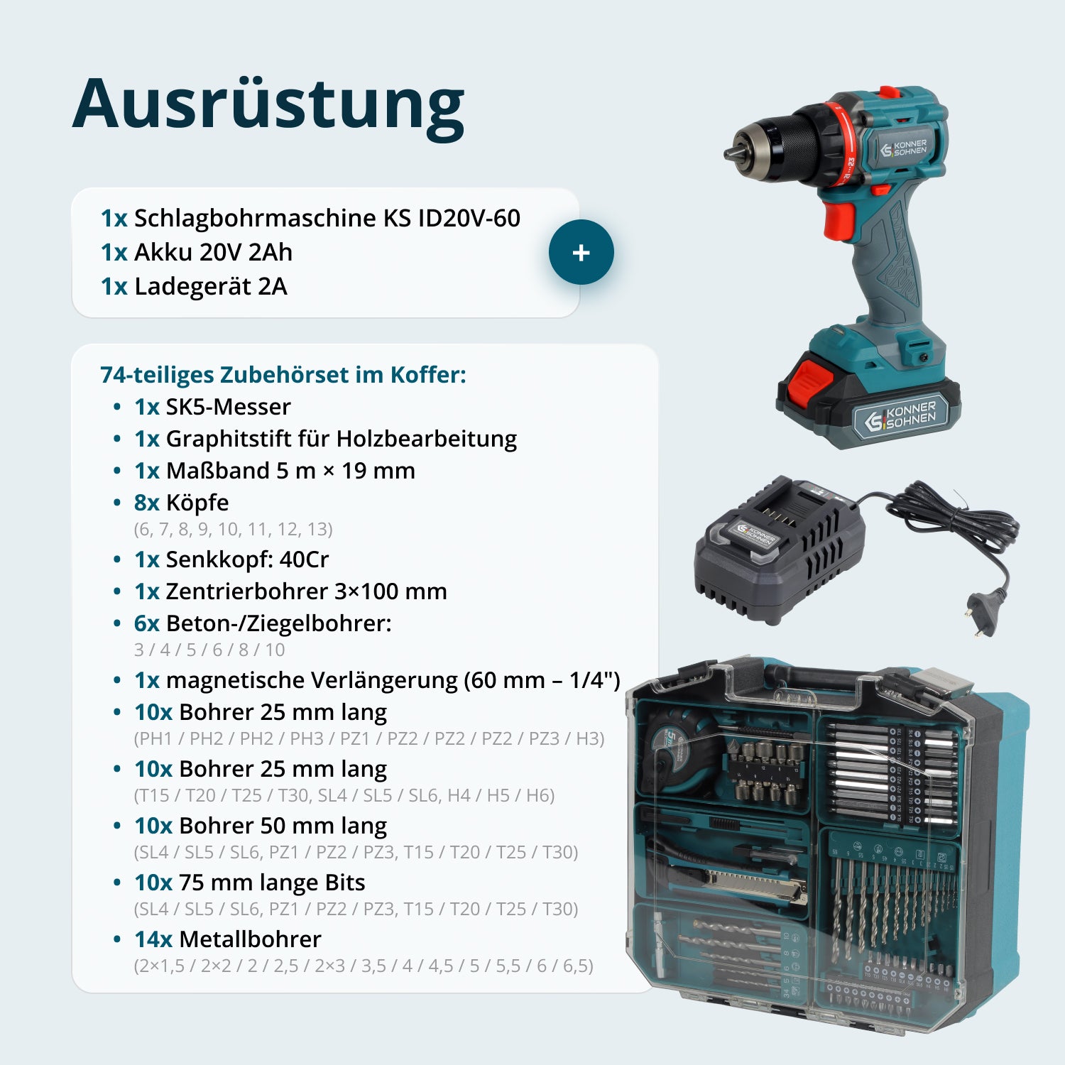 Kabelloses Meister-Set KS ID20V-60 KIT 74 PLUS