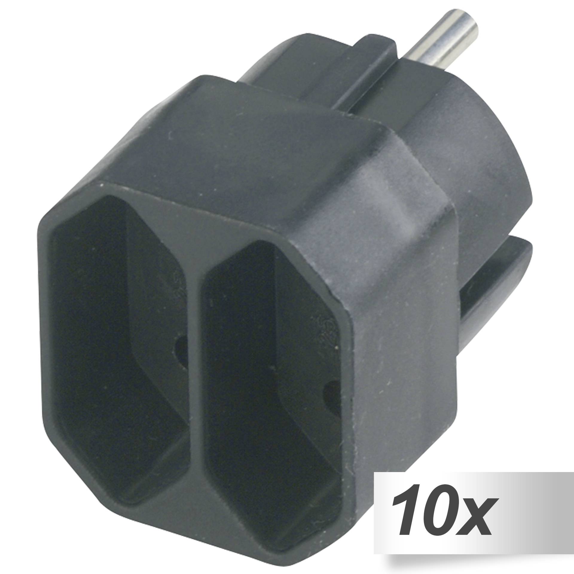 10x REV Übergangsstecker 2-fach schwarz Eurosteckdosen