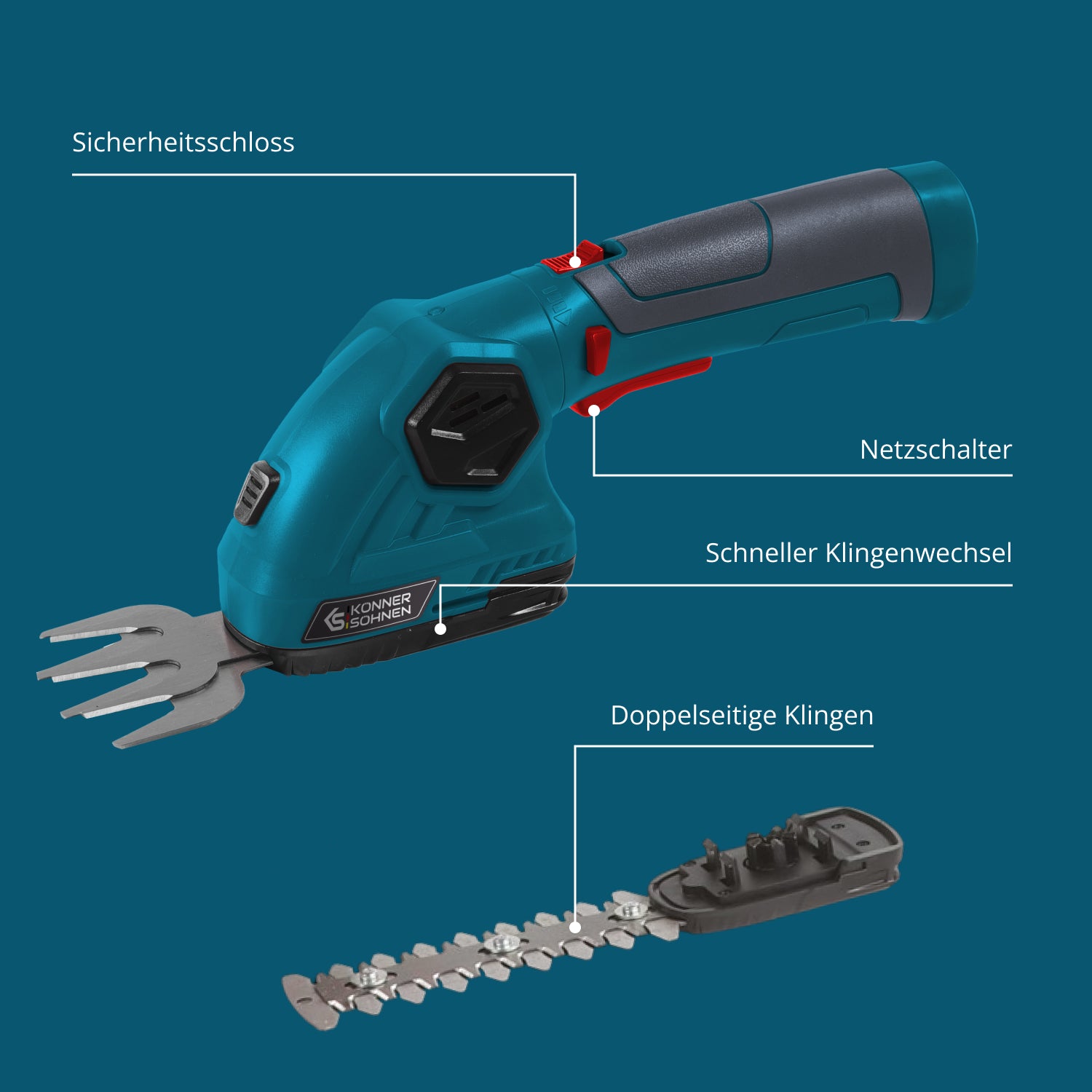 Akku-Grasschere und Heckenschere 2 in 1 KS SHT-8V