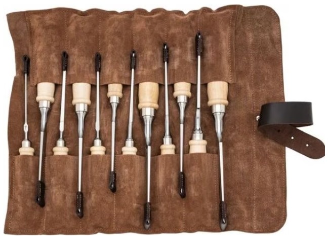 Kirschen Stechbeitelsatz in Ledertasche, 12-tlg.