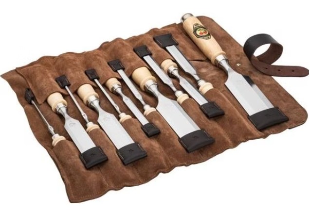 Kirschen Stechbeitelsatz in Ledertasche, 12-tlg.