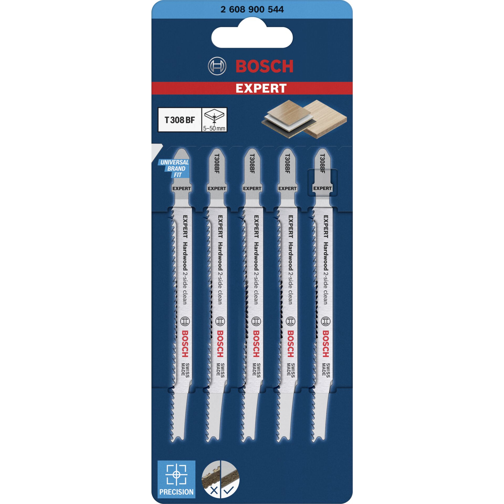Bosch EXPERT Stichsägeblätter T308BF Hardwood 2-side clean 5St