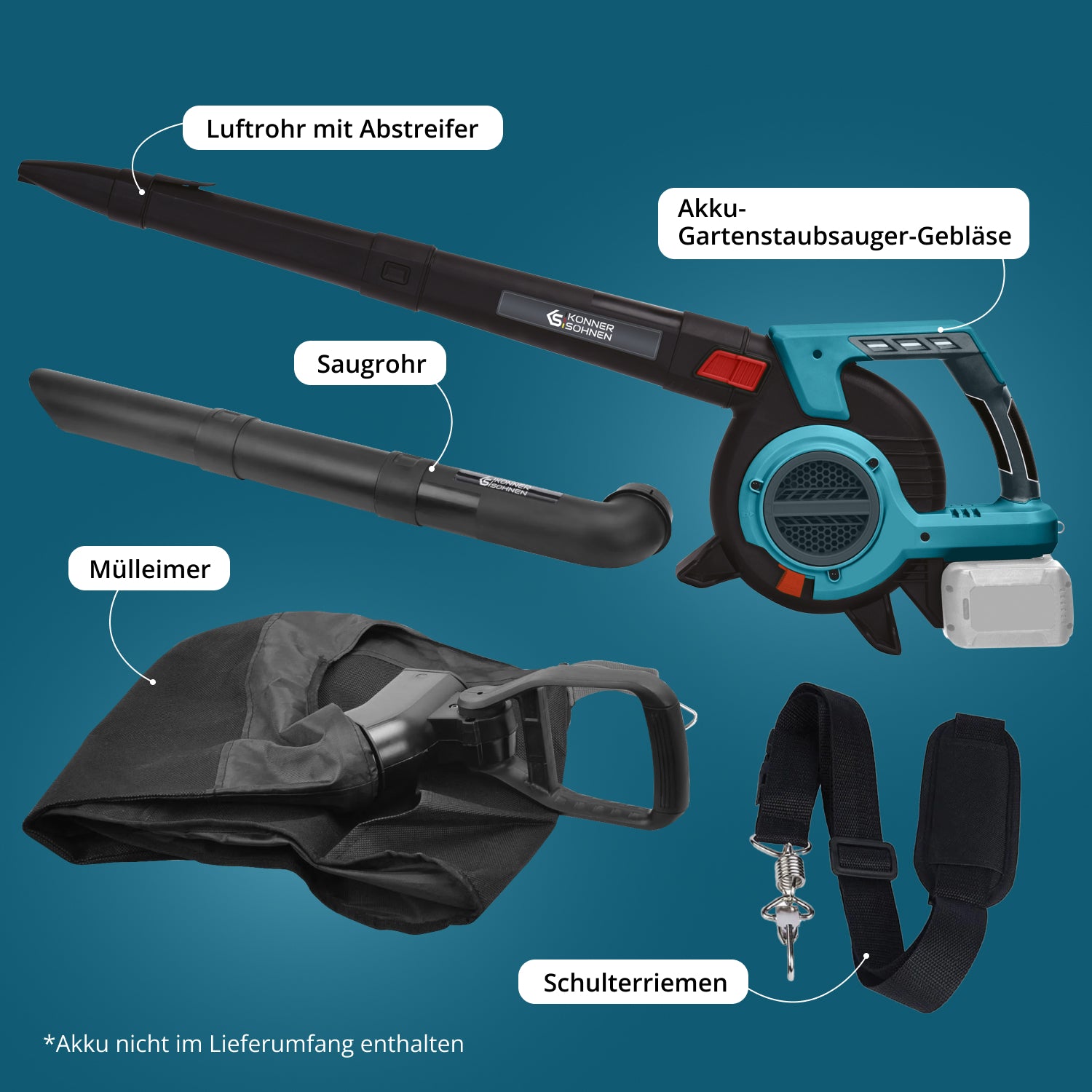 Akku-Gartensauger mit Laubzerkleinerungsfunktion KS LBV-40V