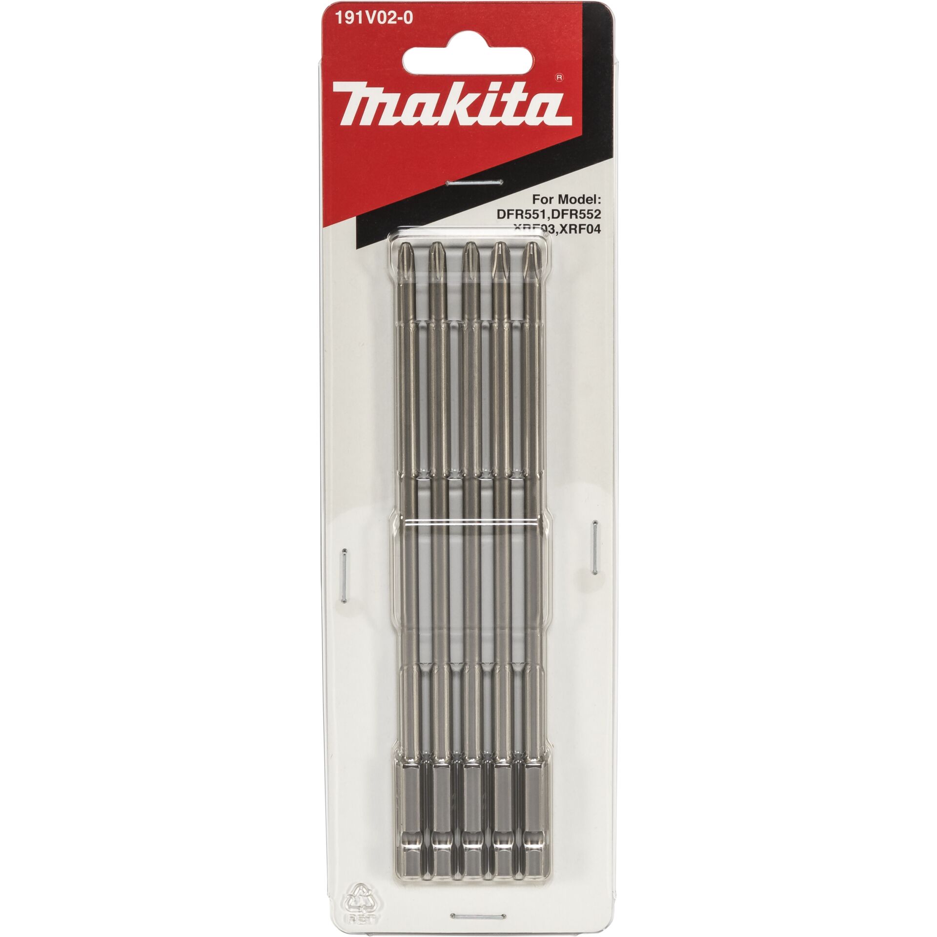 Makita 191V02-0 Bit PH2x155mm 5x Makita 191V02-0 Bit PH2x155mm 5x