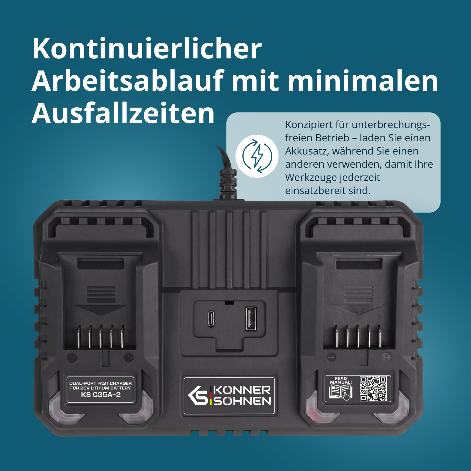 Doppel-Ladegerät für Akkus 20V KS C35A-2