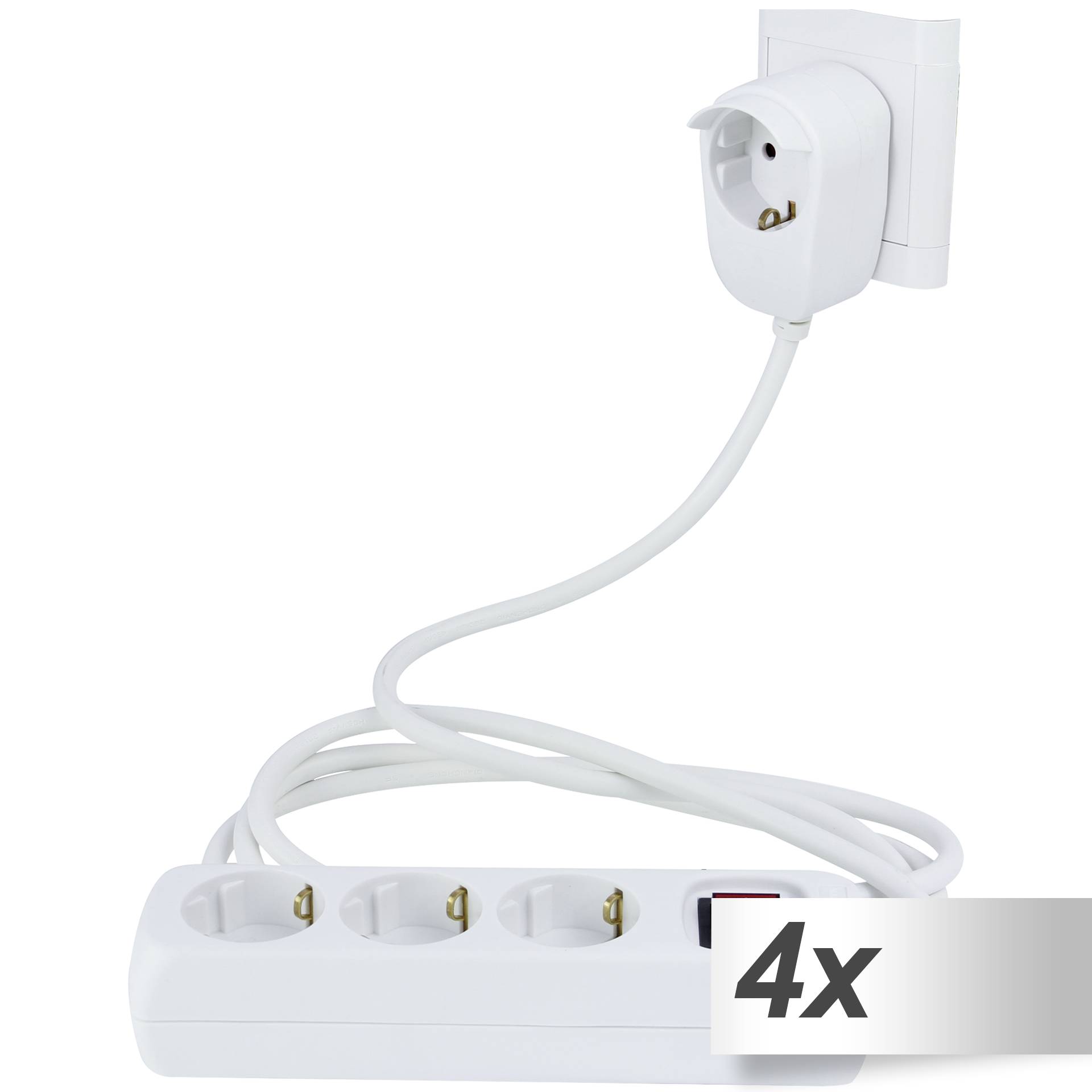 4x REV Steckdosenleiste 3+1-fach 5m + Schalter weiß