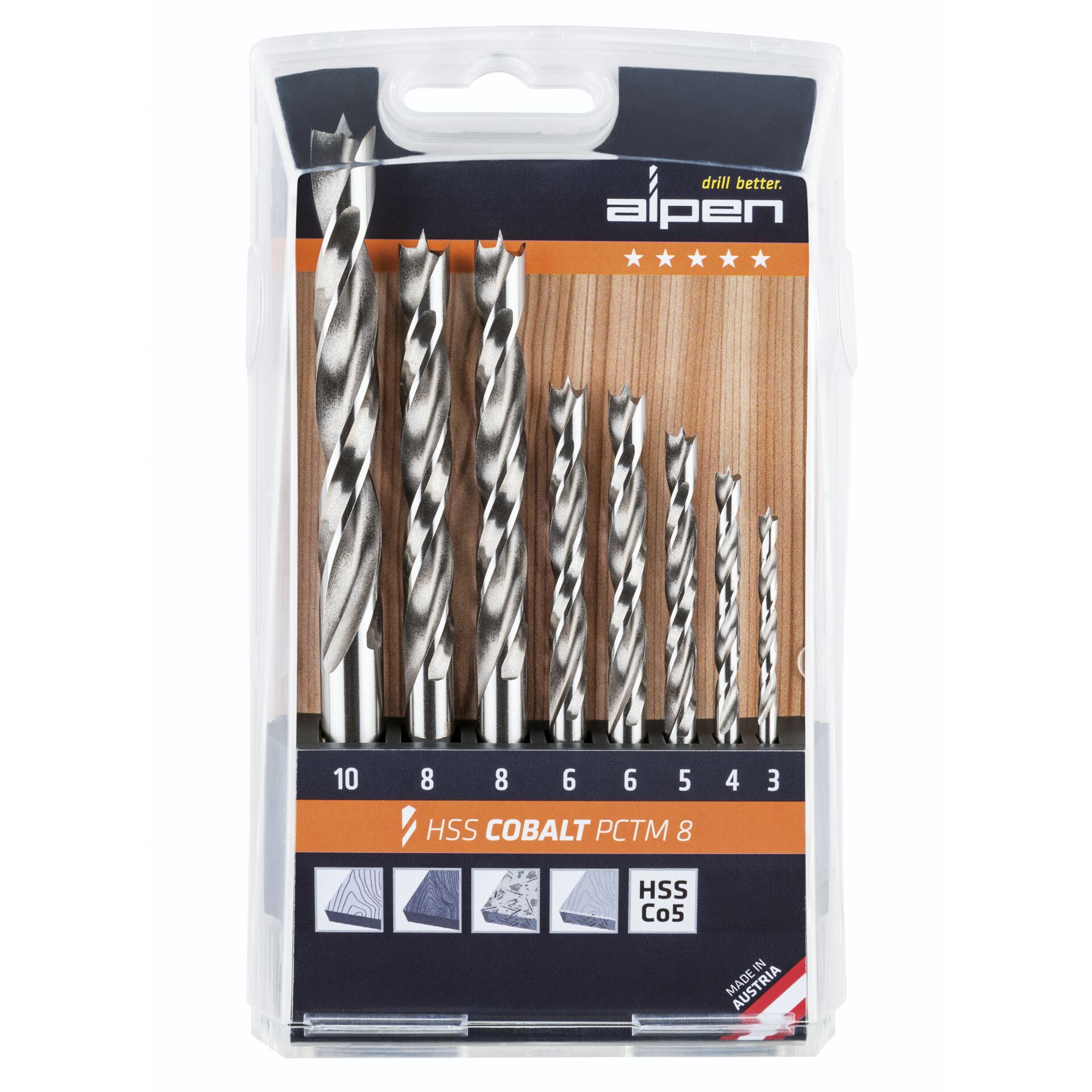 Alpen HSS-Co5 PCTM 8-tlg Profi Holz Alpen HSS-Co5 PCTM 8-tlg Profi Holz