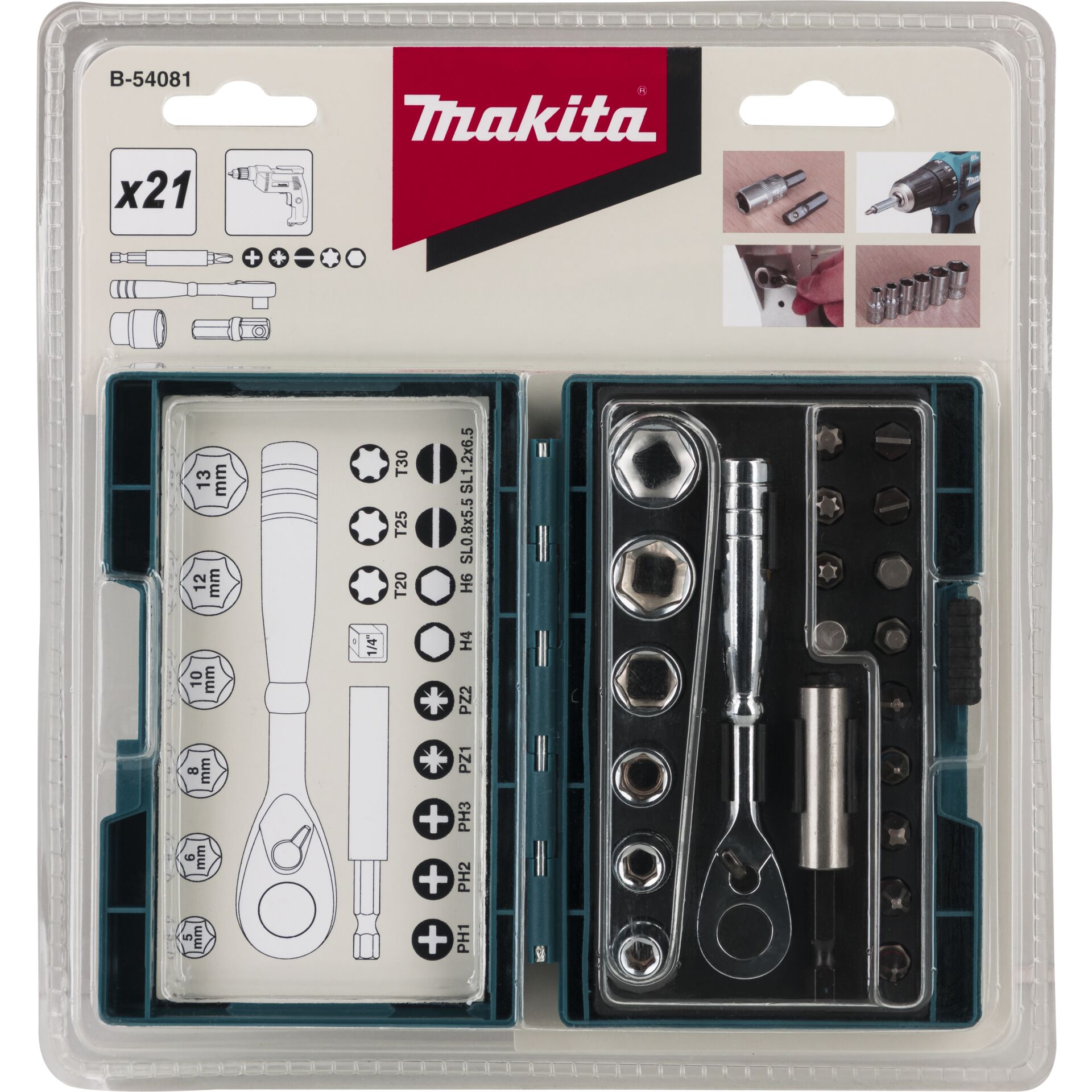 Makita B-54081 Ratschen + Bit-Set Makita B-54081 Ratschen + Bit-Set